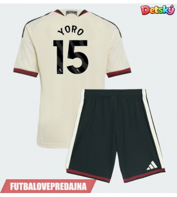 Lacne Dětský Futbalové dres Manchester United Leny Yoro #15 2026-27 Krátky Rukáv - Tretina (+ trenírky)